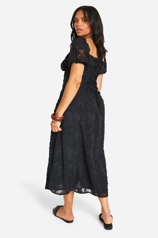 boohoo Plus Burnout Milkmaid Midi Dress