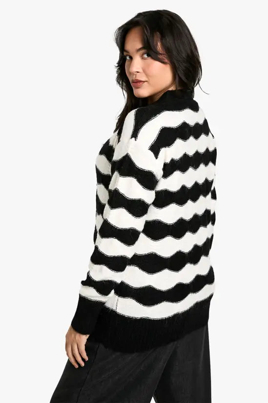 boohoo Plus Stripe Oversized Knitted Cardigan