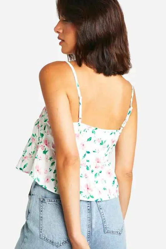 boohoo Floral Tie Front Cami