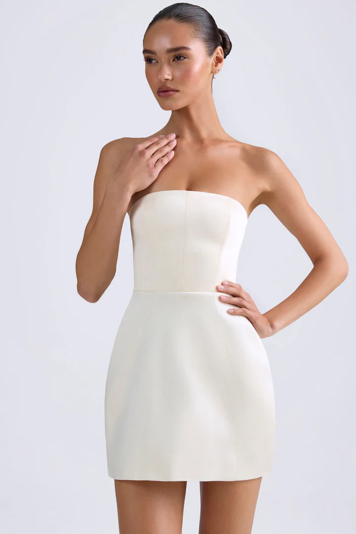 Ohpolly - Bandeau Structured Tulip Mini Dress in Ivory