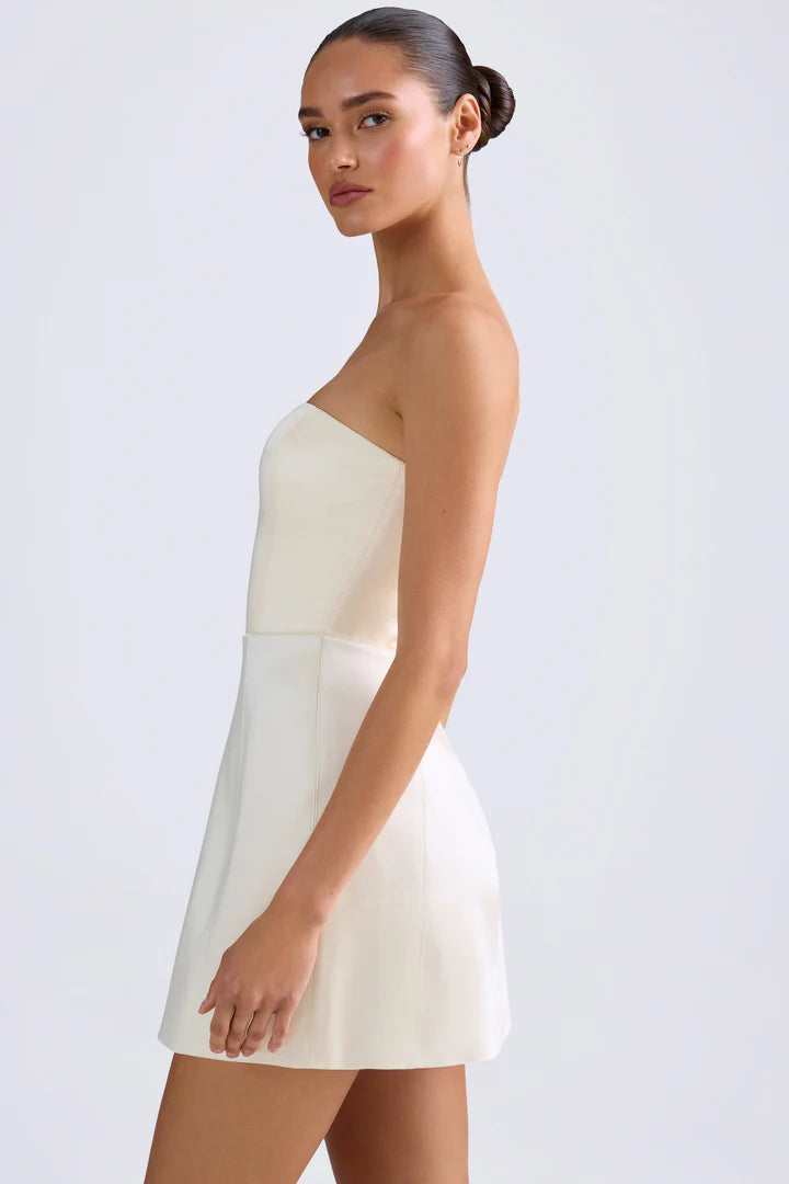 Ohpolly - Bandeau Structured Tulip Mini Dress in Ivory