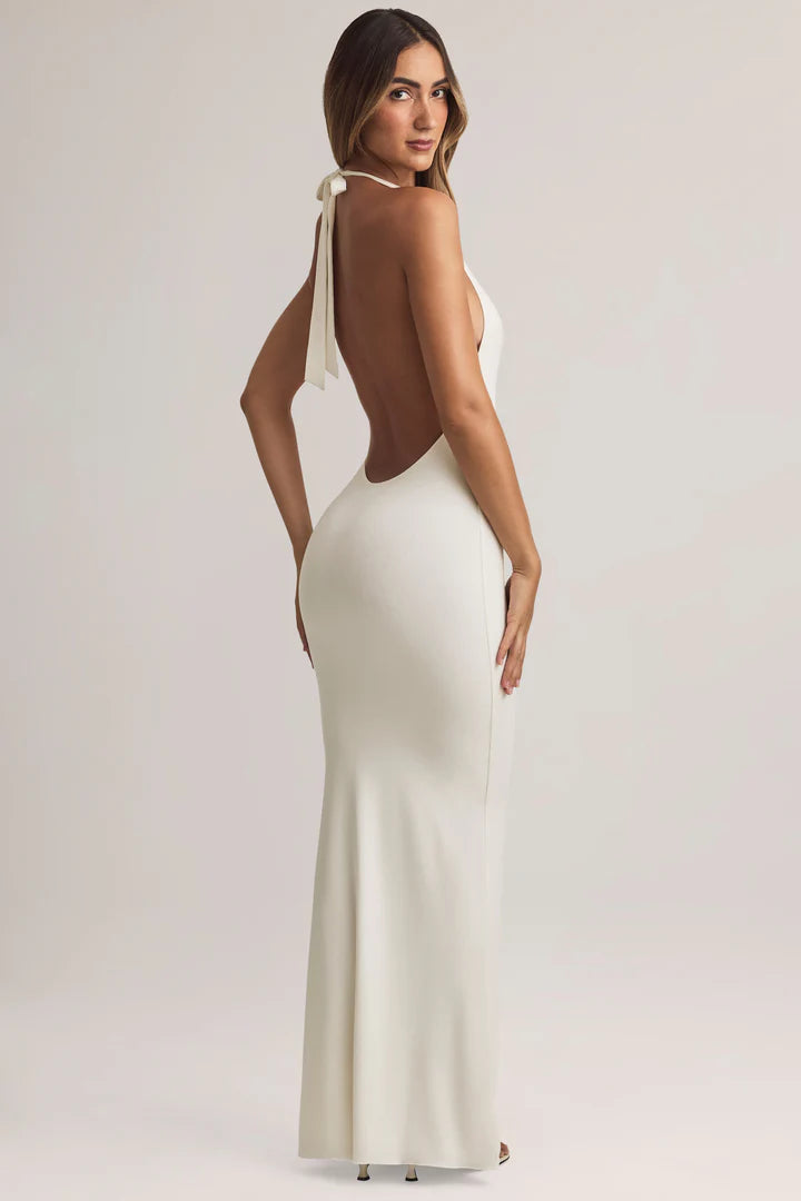 Ohpolly - Modal Halterneck Maxi Dress in White