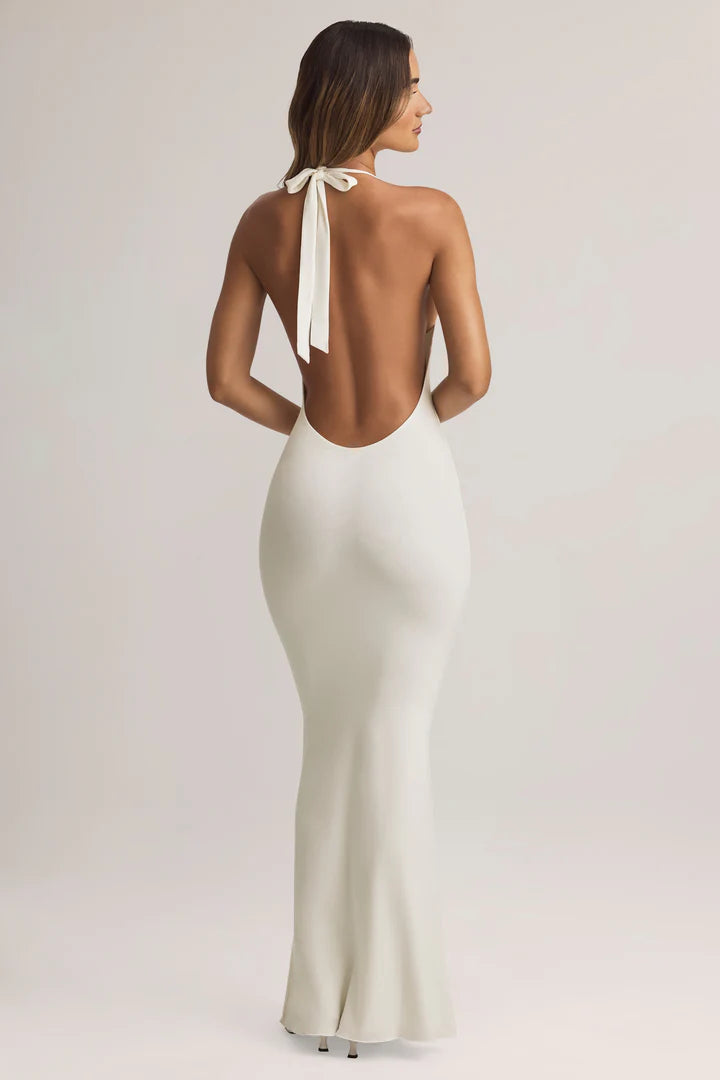 Ohpolly - Modal Halterneck Maxi Dress in White