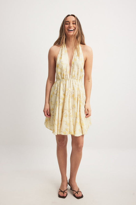 Halterneck Panelled Mini Dress