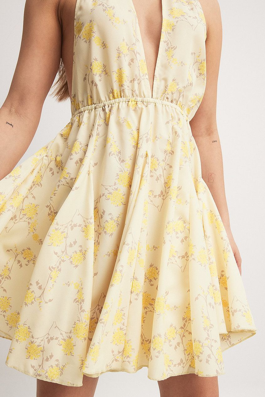 Halterneck Panelled Mini Dress