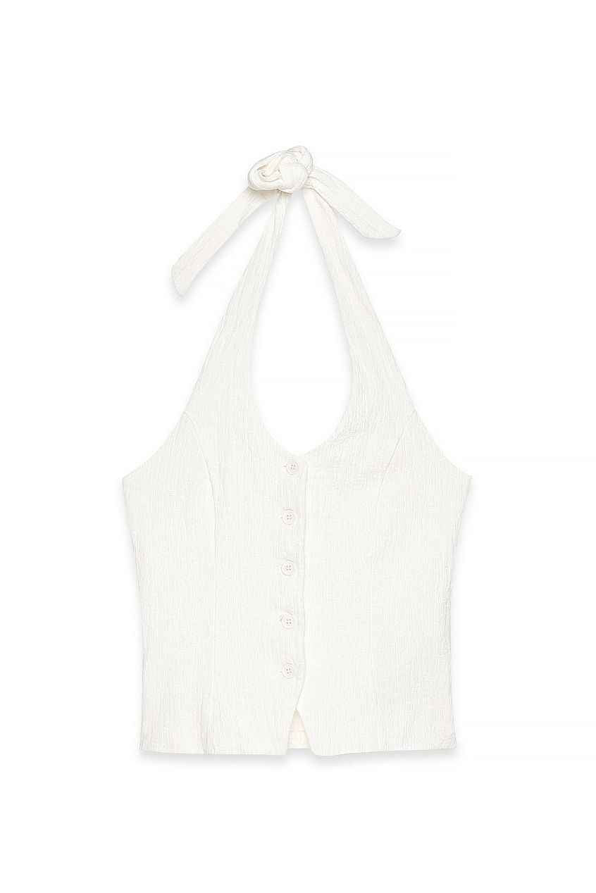 Na-kd Halterneck Structure Button Top