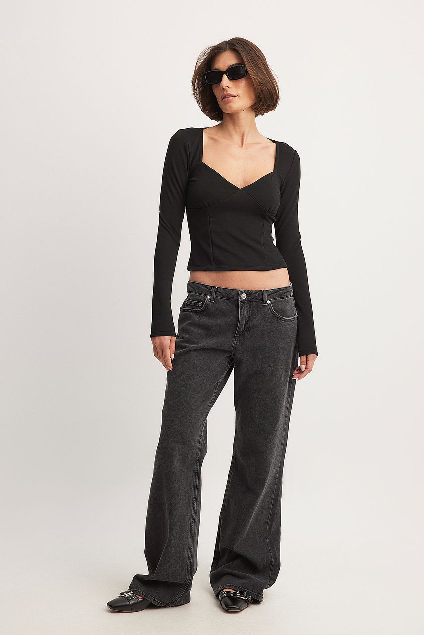 Heart Neckline Long Sleeve Top