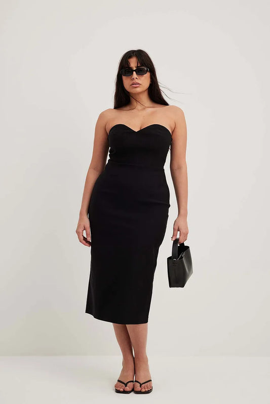 Heart Shaped Bandeau Midi Dress