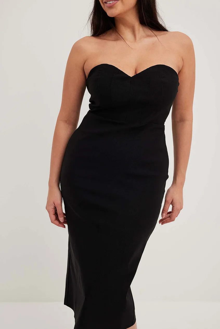 Heart Shaped Bandeau Midi Dress