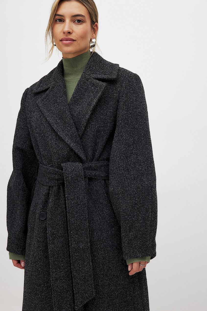 Herringbone Belted Coat