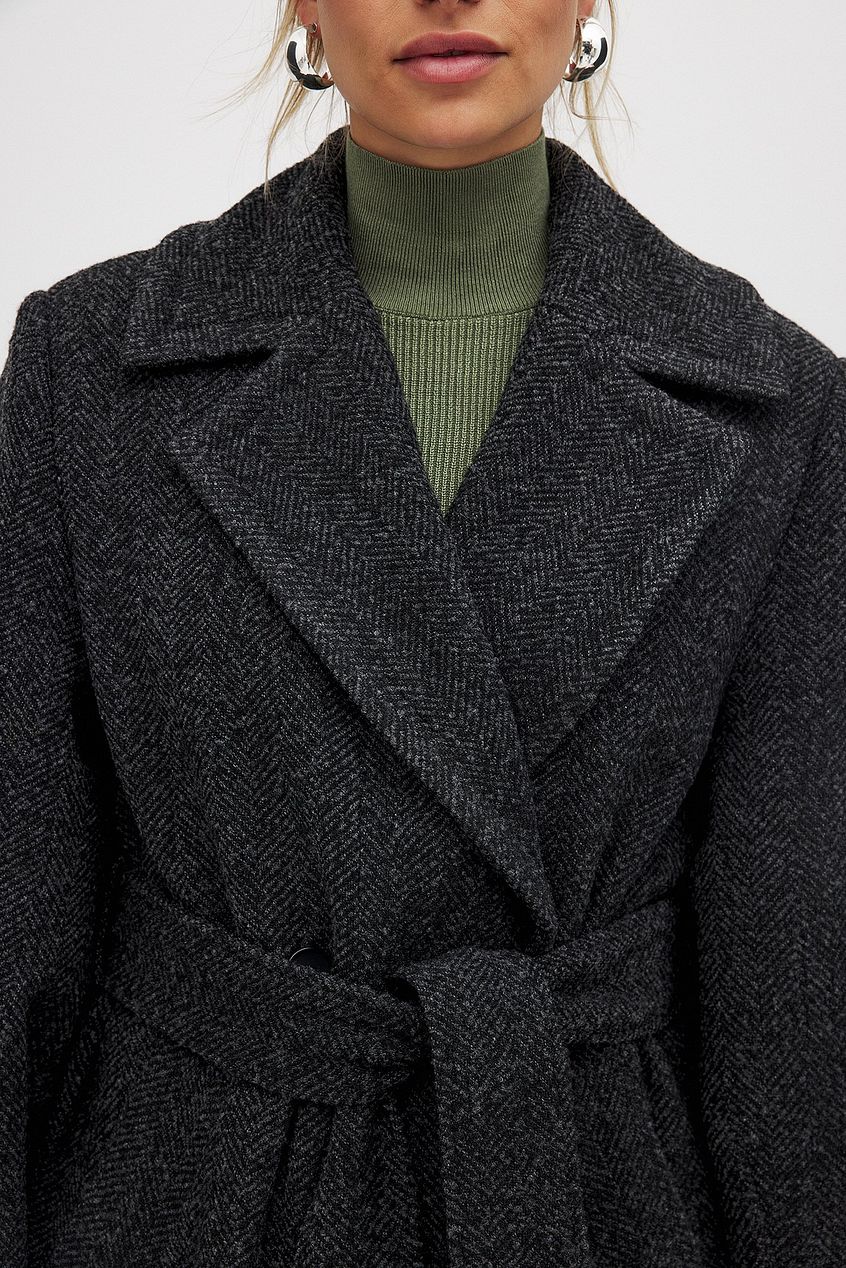 Herringbone Belted Coat