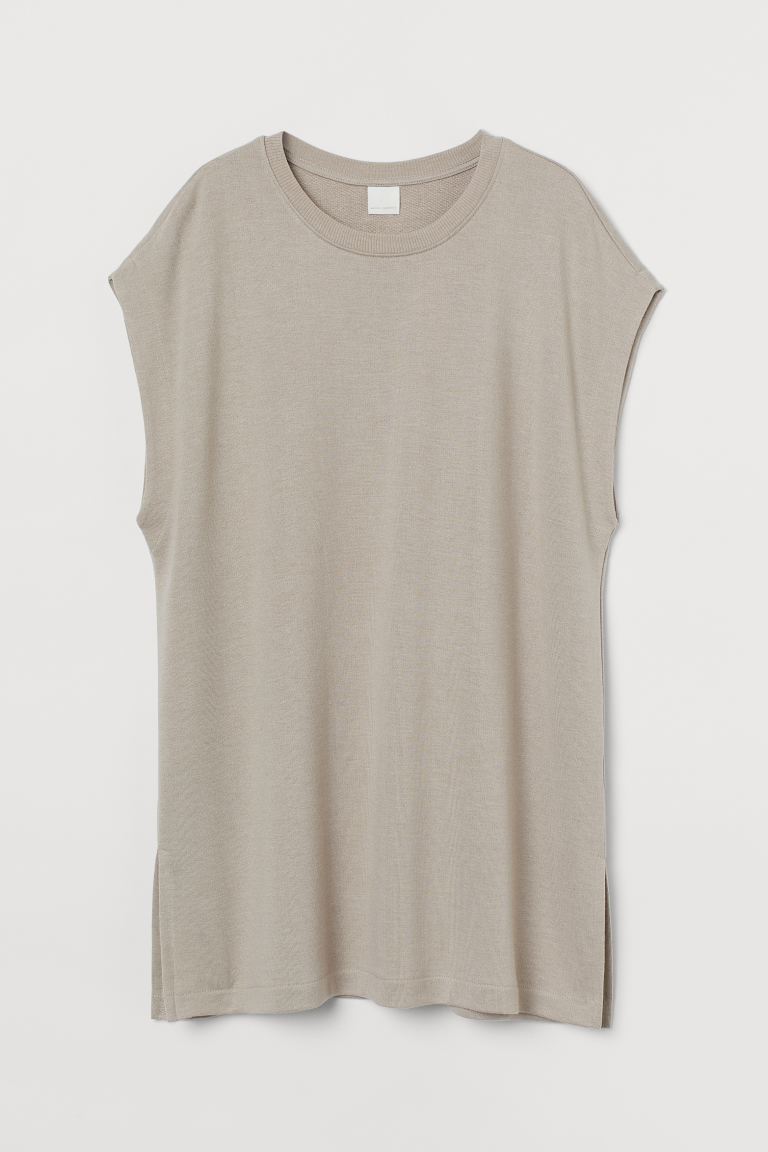 Oversized sleeveless top beige