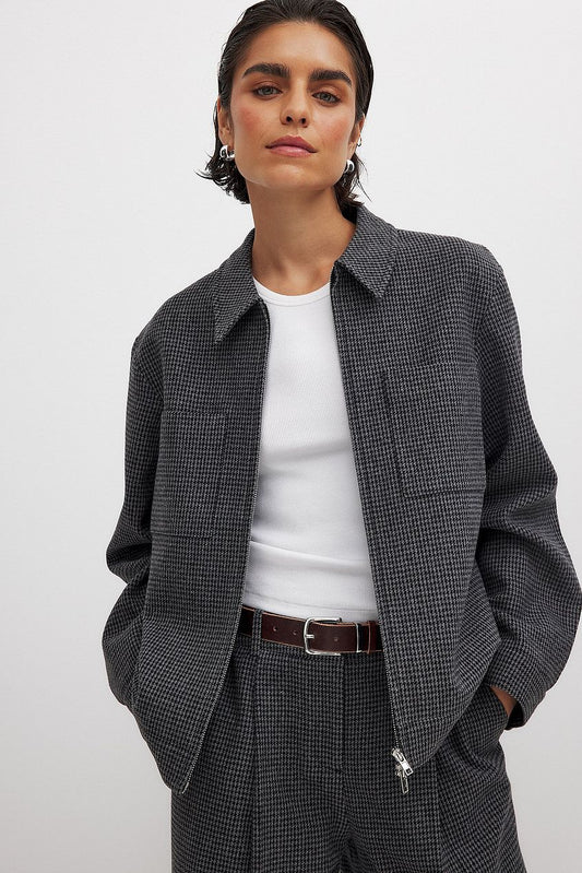 Houndstooth Zip Jacket