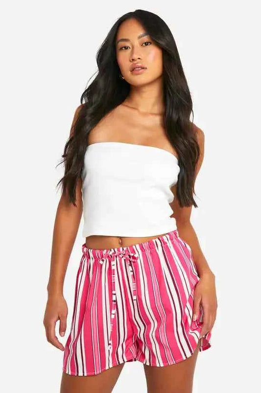 boohoo Linen Look Textured Stripe Flippy Short