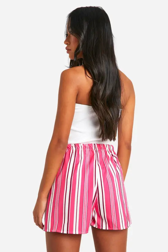boohoo Linen Look Textured Stripe Flippy Short