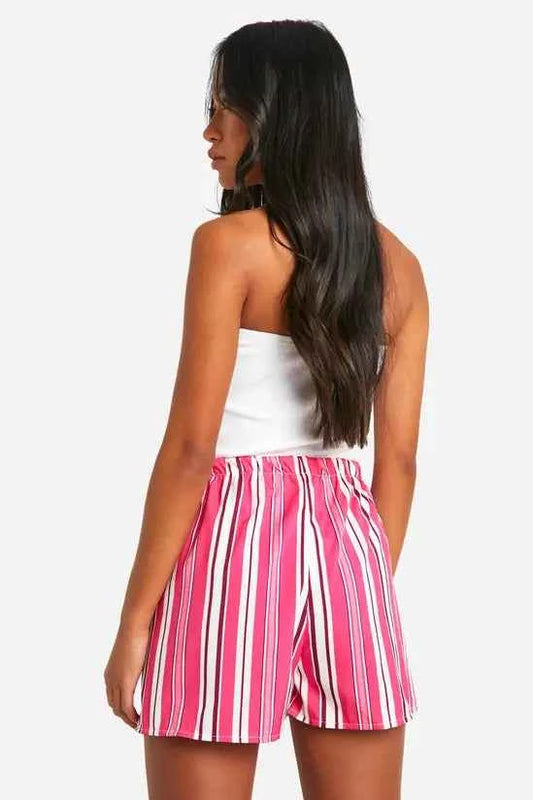boohoo Linen Look Textured Stripe Flippy Short