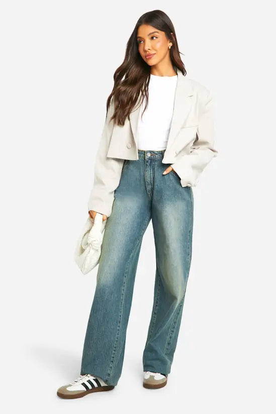 boohoo Double Breasted Boxy Crop Blazer
