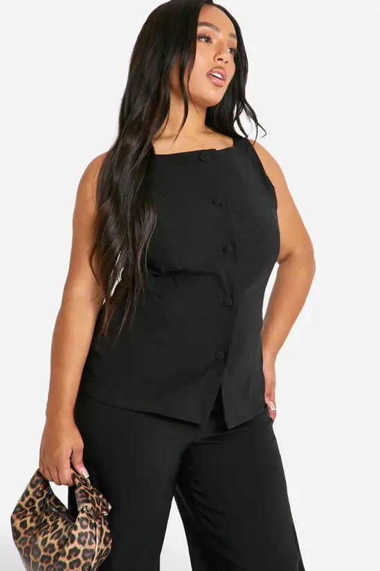 Boohoo - Plus Super Stretch Fitted Long Line Waistcoat