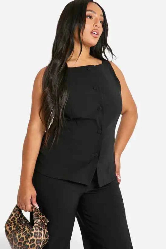 Boohoo - Plus Super Stretch Fitted Long Line Waistcoat