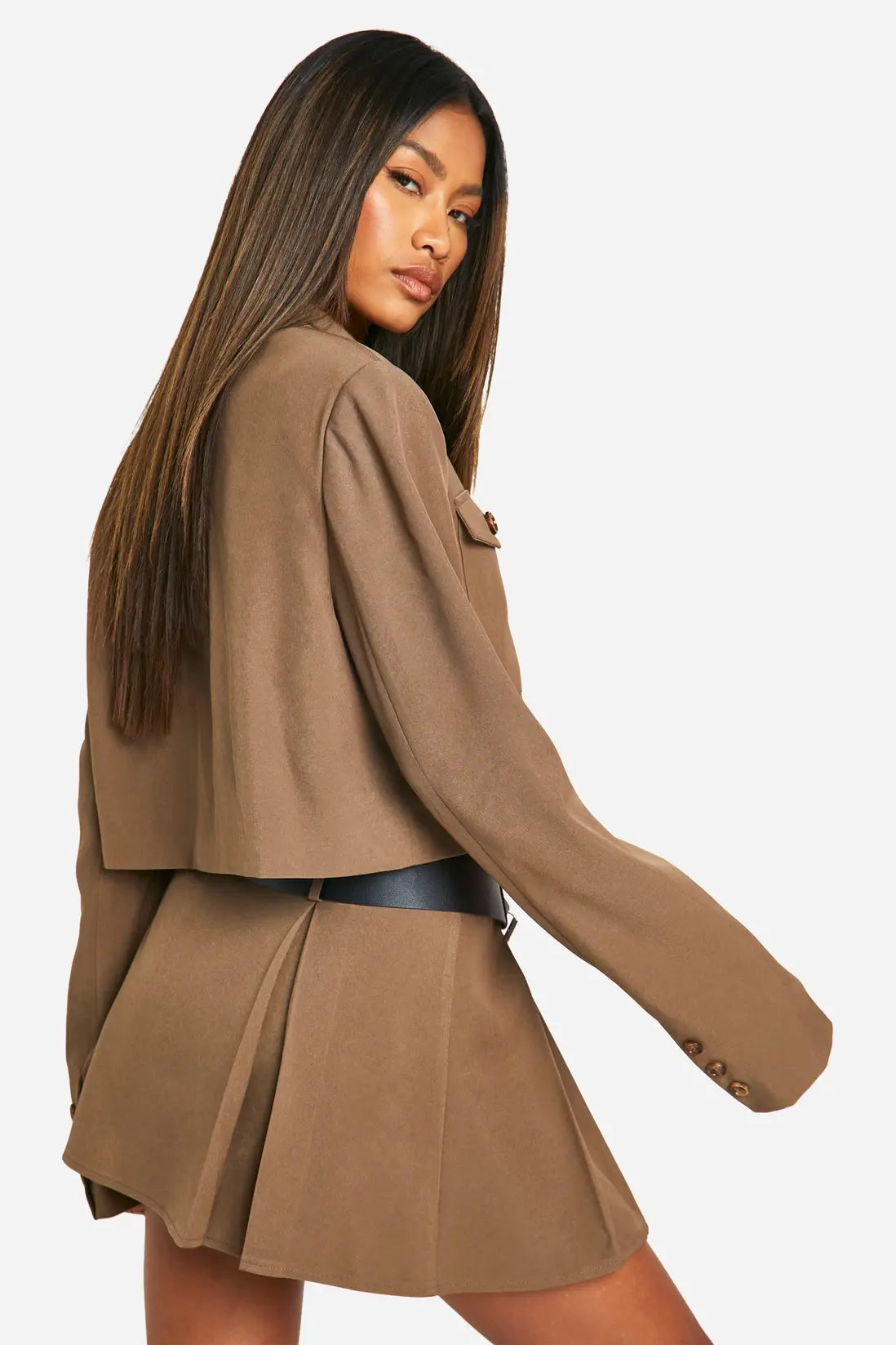 boohoo Utility Belted Pleated Mini Skirt