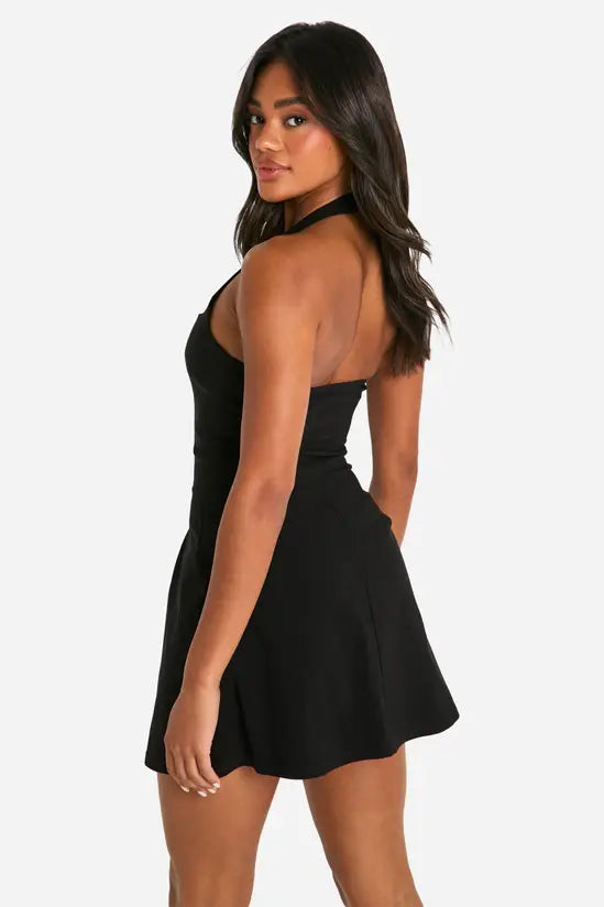 boohoo Bengaline Square Neck Skater Dress