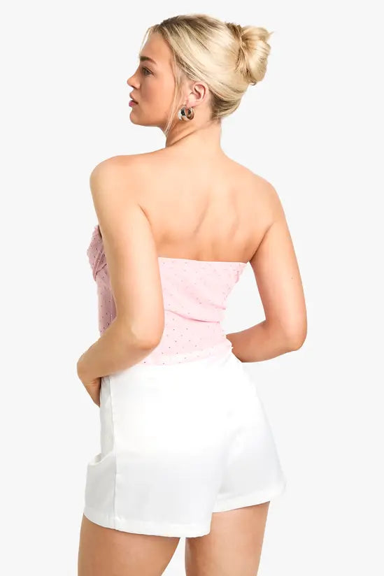 boohoo Hot Fix Diamante Mesh Corset Top