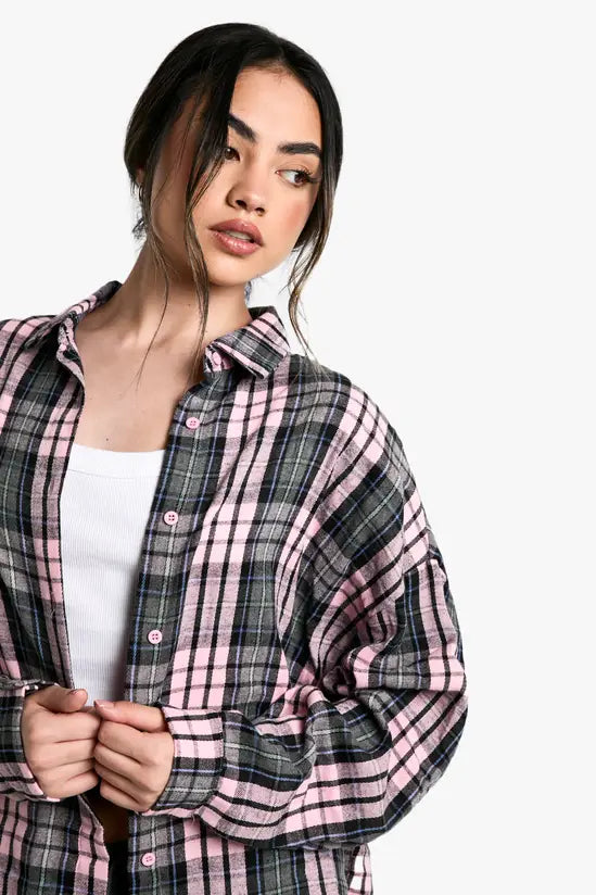 boohoo Check Oversized Shirt