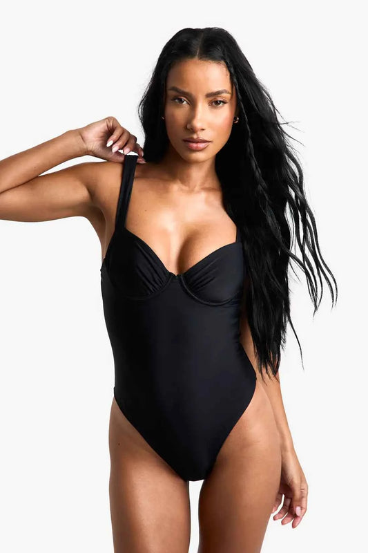 boohoo Petite Swimwear Essentials Balcony Swimsuit