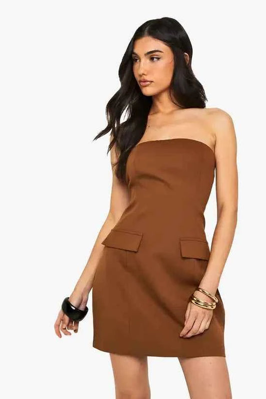 boohoo Bandeau Tailored Mini Dress