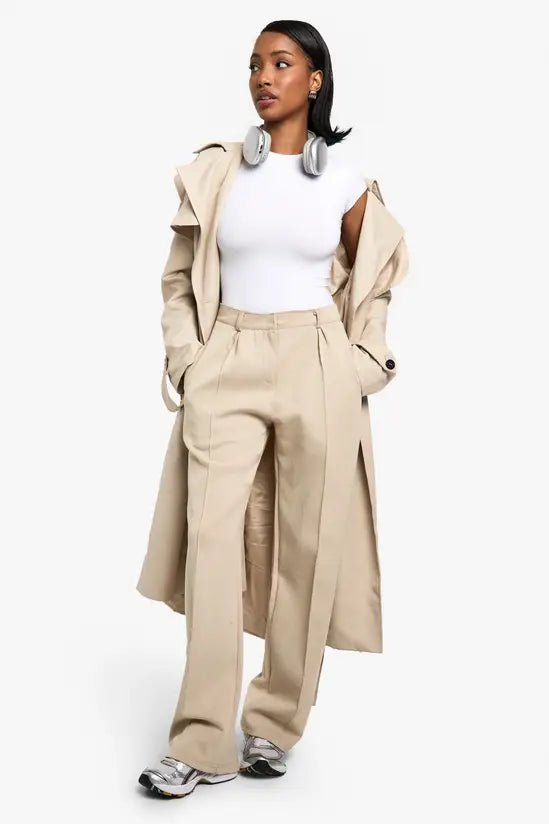 boohoo Premium Supersoft Interlock Tailored Straight Leg Trouser