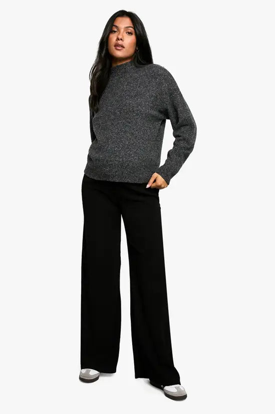 boohoo Maternity Textured Elasticated Waist Drawstring Wide Leg Trouser