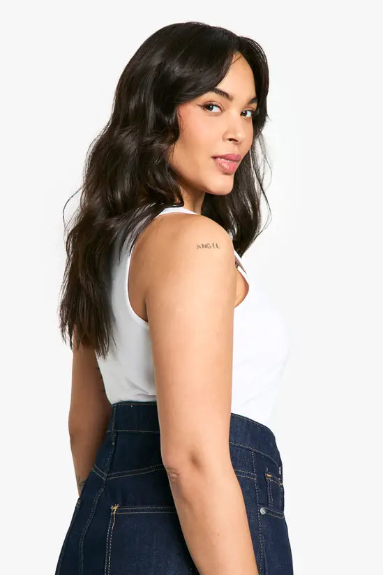 boohoo Boohoo Basics Plus Cotton Scoop Neck Sleeveless Bodysuit
