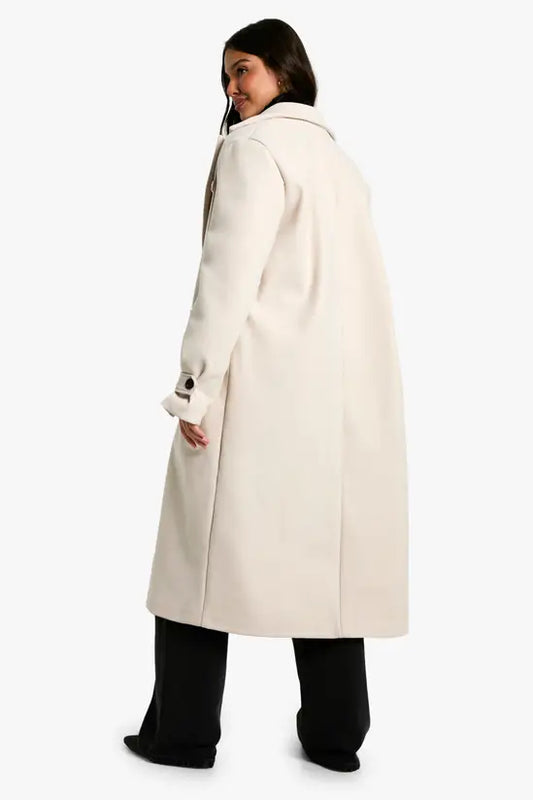 boohoo Oversized Cuff Detail Wool Look Coat