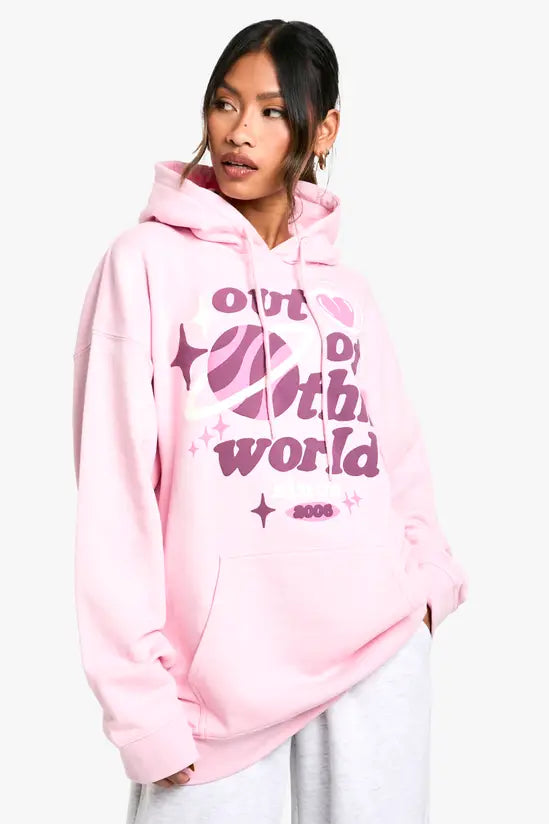 Boohoo Out Of This World Puff Print Oversized Hoodie