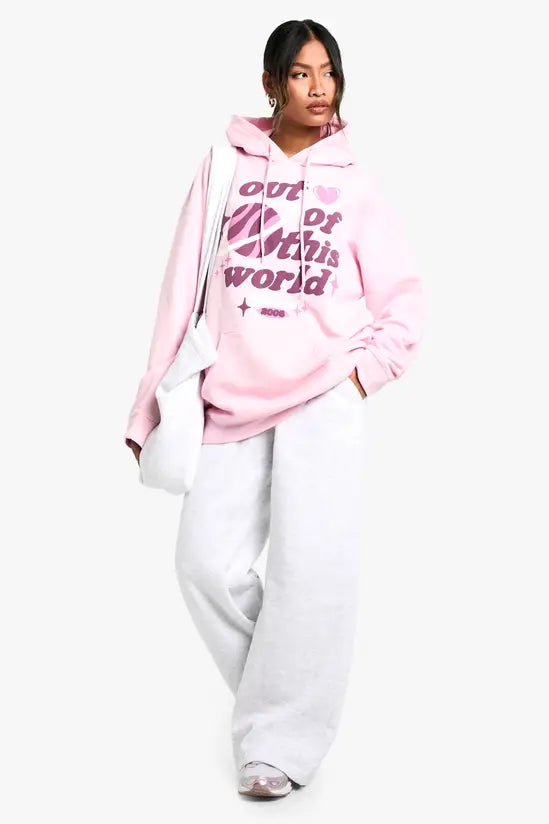 Boohoo Out Of This World Puff Print Oversized Hoodie