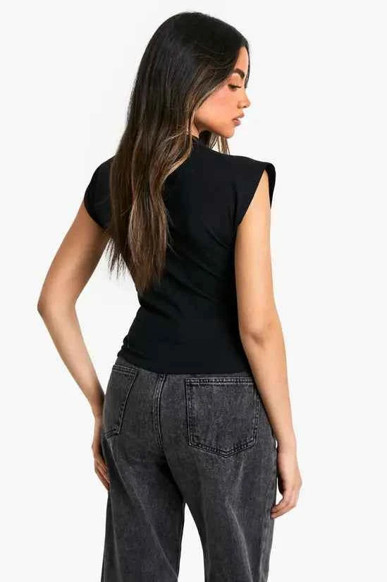boohoo Jersey Cap Sleeve Split Hem Top