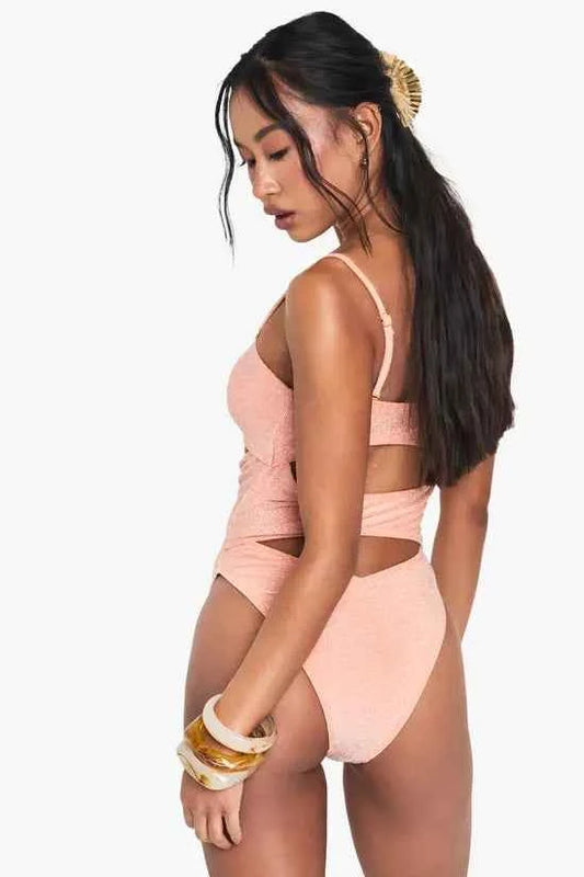 boohoo Glitter Cutout Swimsuit