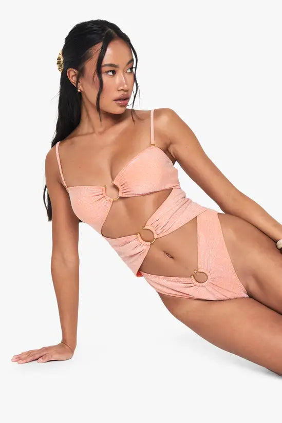 boohoo Glitter Cutout Swimsuit