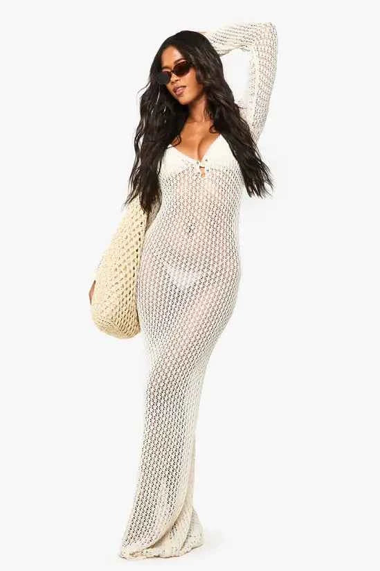 Boohoo Crochet Maxi Beach Dress