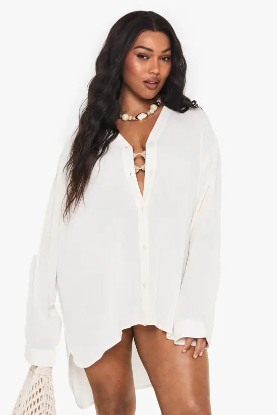 boohoo Plus Cheesecloth Beach Cover Up