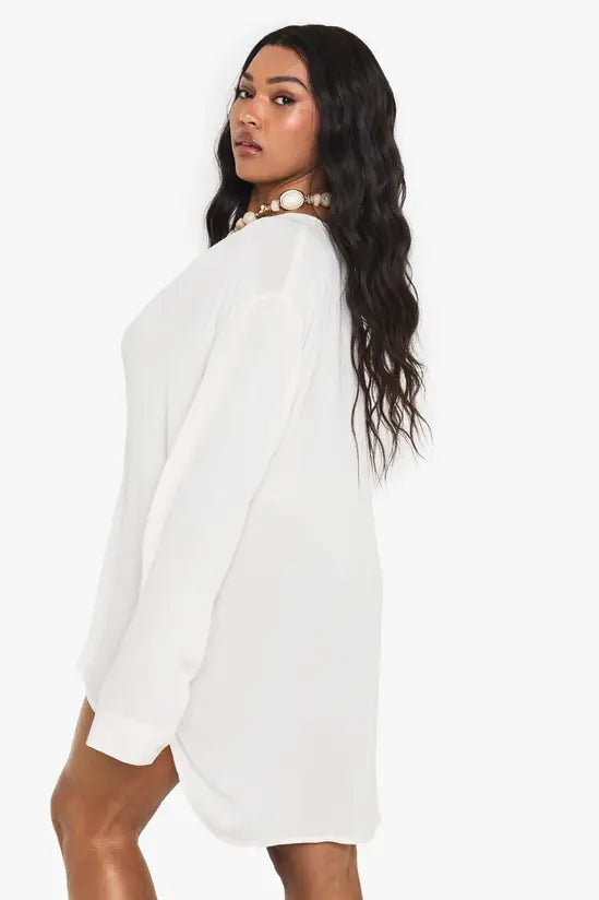 boohoo Plus Cheesecloth Beach Cover Up