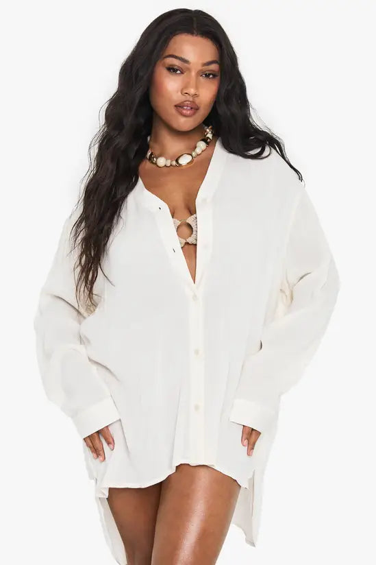 boohoo Plus Cheesecloth Beach Cover Up