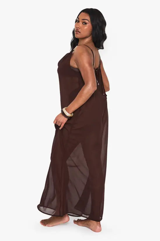 Boohoo - Plus Metal Trim Chiffon Beach Maxi Dress