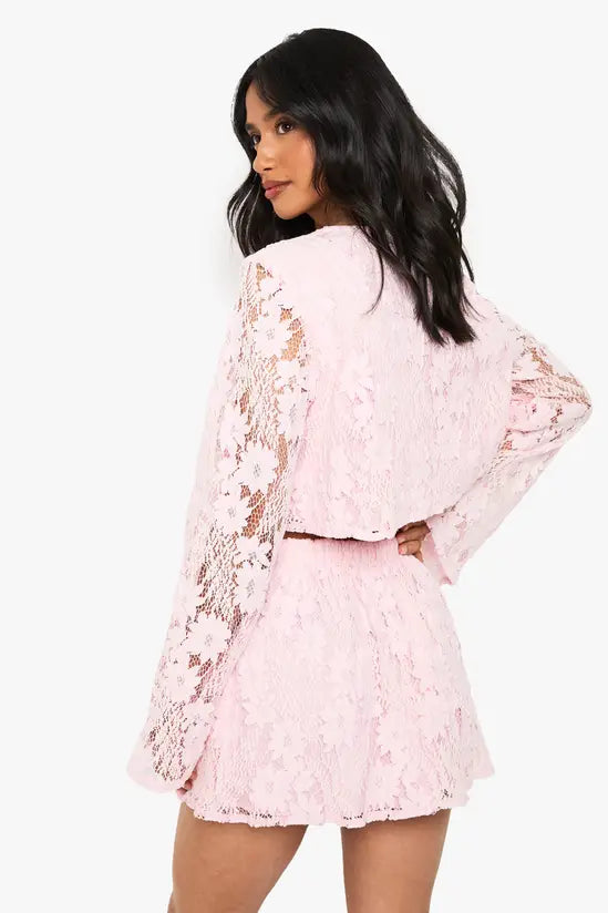 Boohoo - Petite Crochet Long Sleeve pink