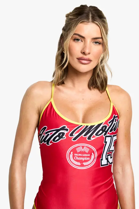 boohoo Graphic Strappy Swimsuit