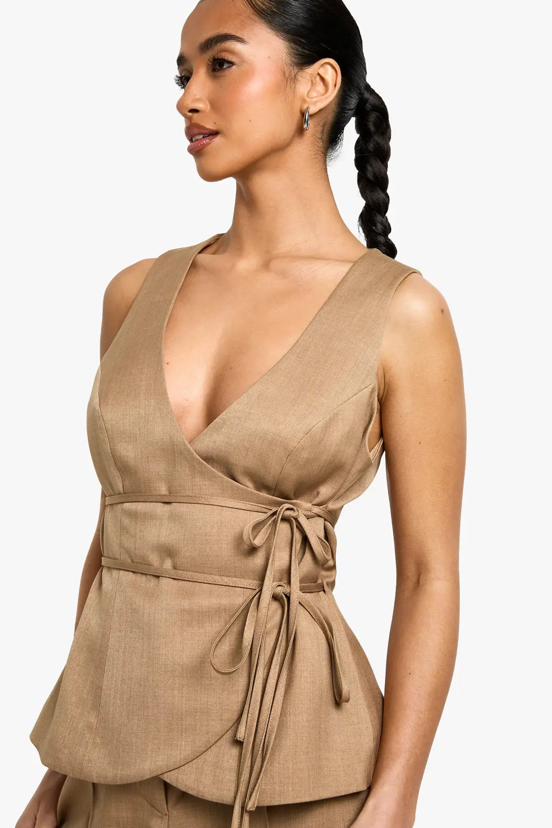 boohoo Petite Linen Look Waistcoat
