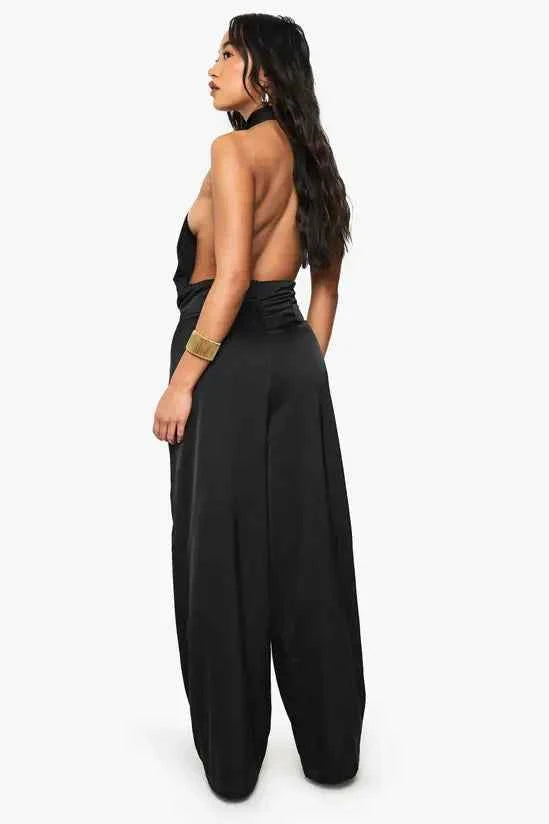 boohoo Satin Scarf Detail Jumpsuit