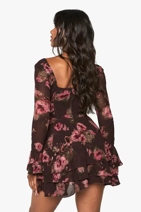 boohoo Floral Chiffon Skater Dress