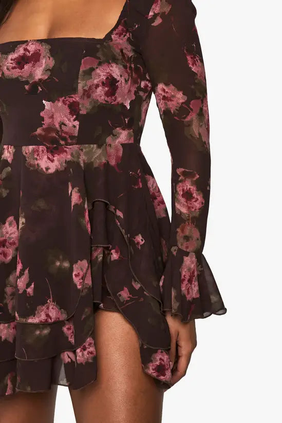 boohoo Floral Chiffon Skater Dress