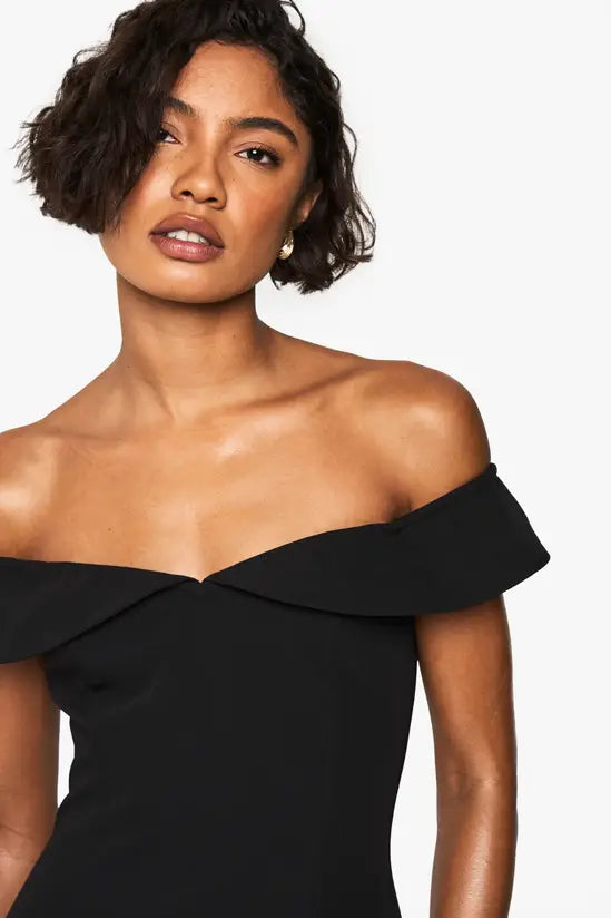 boohoo Tall Bardot Foldover Skater Dress